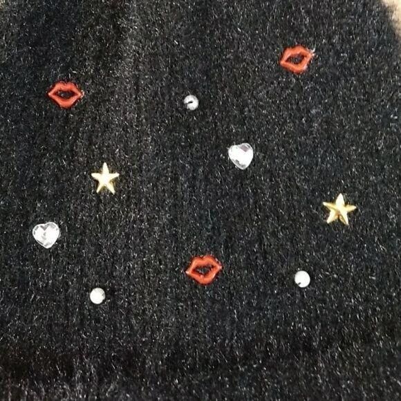 **Sale** Betsey Johnson black beanie w bead accents - Picture 4 of 4